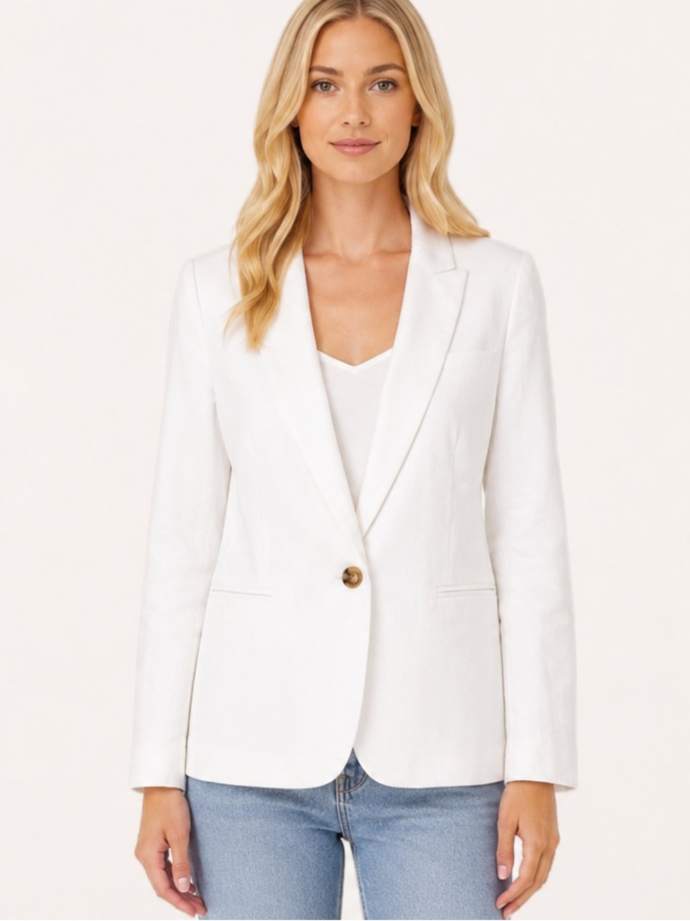 J. Crew Factory Holland Linen/Cotton Blend One-Button Blazer White Size 8, NWT
